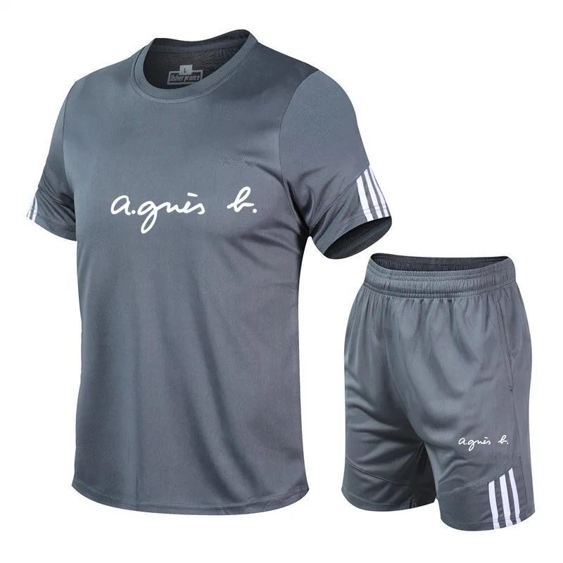 

Men Casual Set Fashion Streetwear Sweat Suit Striped Short Sleeve T-shirt Shorts Sets Male Sportswear Tracksuit Summer Sportsuit