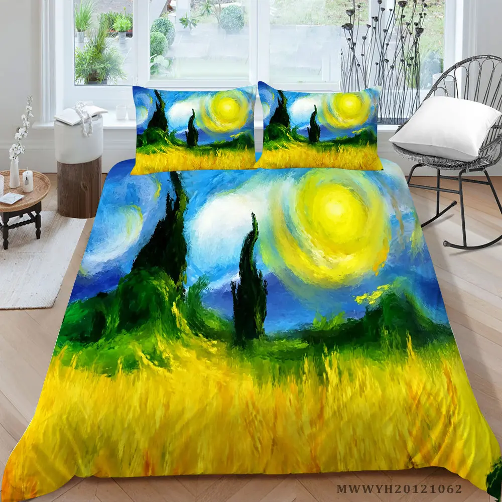 

Artistic Design Bedding Set Single Colorful Creative Duvet Cover Oil Painting Double Twin Full King Queen Impressionism Bed Set