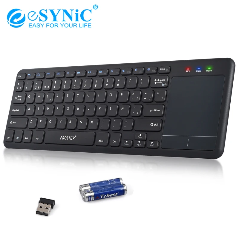 

eSYNiC 2.4G Ultra Slim Wireless Keyboard Bluetooth-compatible keyboard Spanish With Built-in Touchpad For IOS Android Window