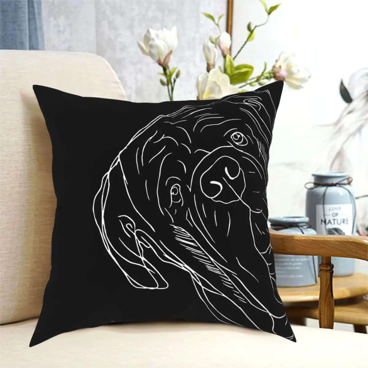 

Curious Neapolitan Mastiff Dog Pillowcase Fabric Cushion Cover Decor Cane Corso Throw Pillow Case Cover Chair Square 45X45cm