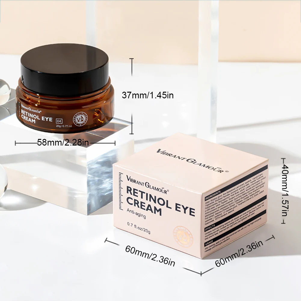 

Retinol Eye Cream Dark Circles Fade Fine Lines Remove Eye Bags Anti Wrinkle Anti Aging Firming Whitening Brighten Skin 20g