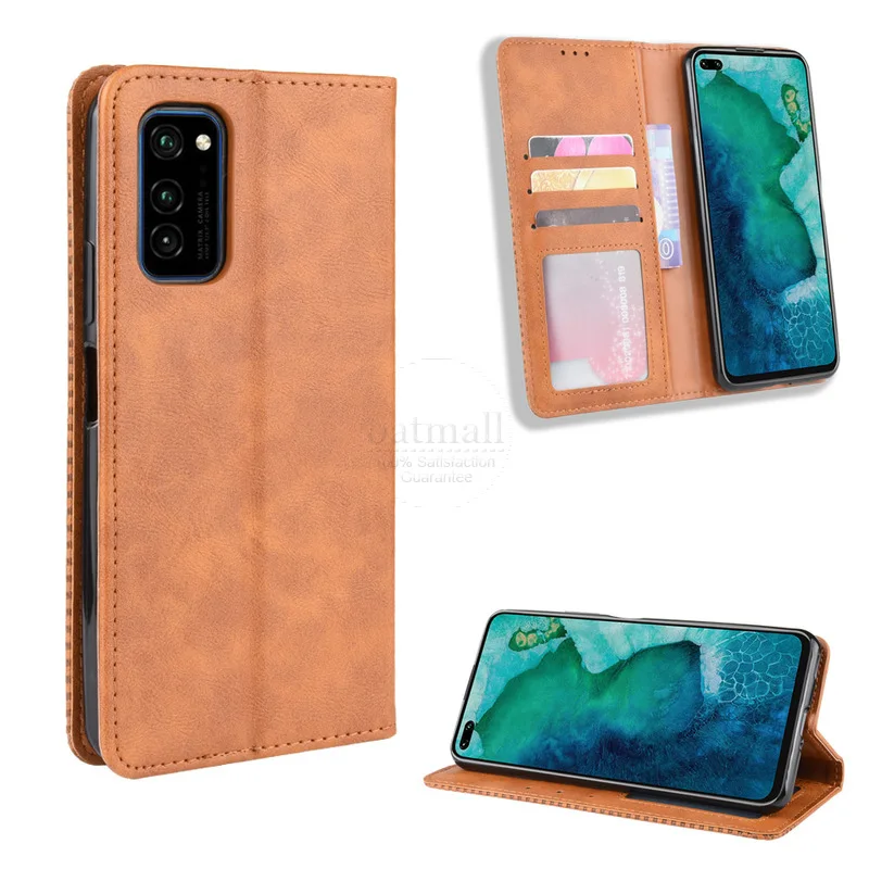Роскошный Тонкий Магнитный кожаный флип-чехол в стиле ретро для Huawei Honor View 30 V30 Pro