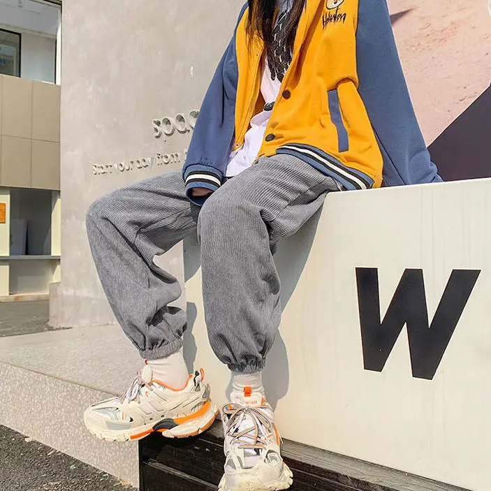 

Harajuku Sweatpants 2022 Autumn Winter Women's Warm Pants Thick Fleece Lining Ins Fashion Oversized Pants High Waist Harem Pants