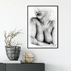 Художественное оформление на стену, Художественная печать, линейный рисунок, обнаженное искусство, позитивное тело, феминистская картина искусств