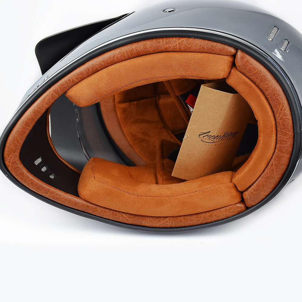 Высококачественный матовый серый винтажный мотоциклетный шлем с защитой от