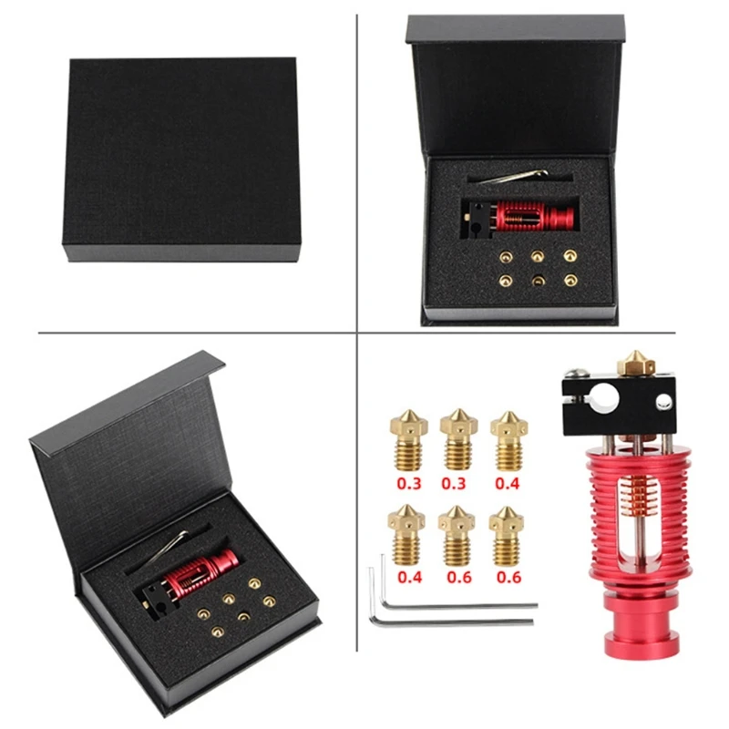

Extruder Head Ultra Precision Hot End Kit for 3D Printer 1.75mm 0.4mm Nozzle Aluminum Heating Block Accessories J0PB