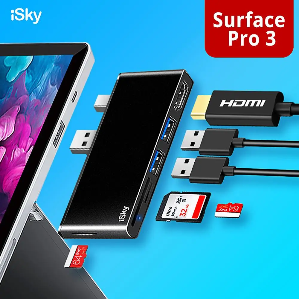 ISky для поверхностного usb хаб Microsoft Surface Pro3 USB Mini DP HDMI 3 0 SD TF Внешние порты Expansion Pro