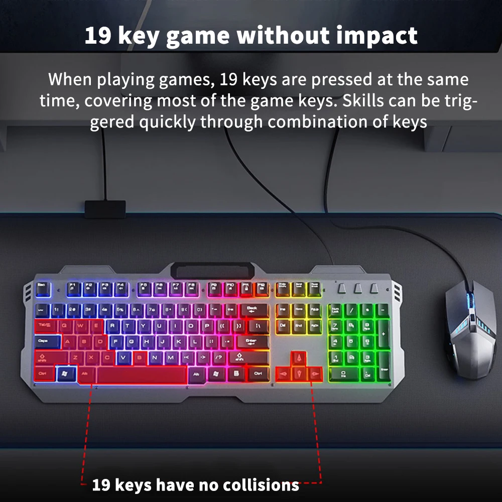 

FORNORM Gaming Keyboard And Mouse Wired Backlight Mechanical Feeling Keyboard Gamer Kit Silent 3200DPI Gaming Mouse Set