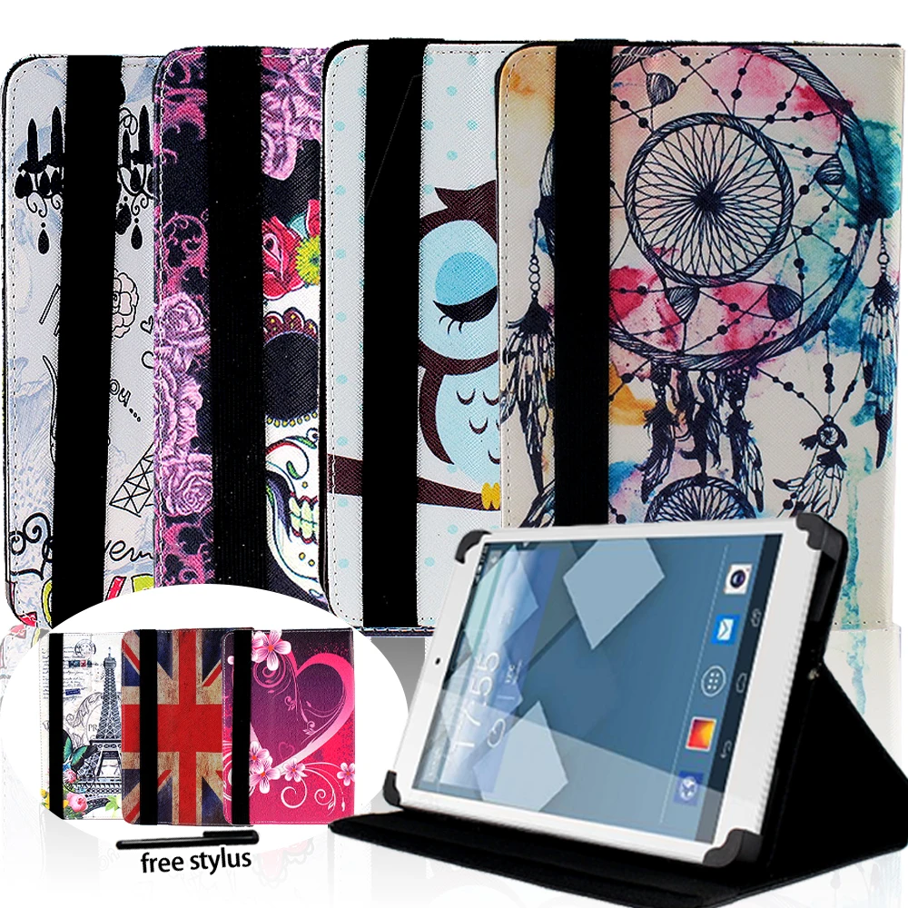 

Universal Case for Alcatel 7"/8"/10" One Touch PIXI Ultra-thin Leather Anti-shock Tablet Smart Leather Folding Cover Case+stylus