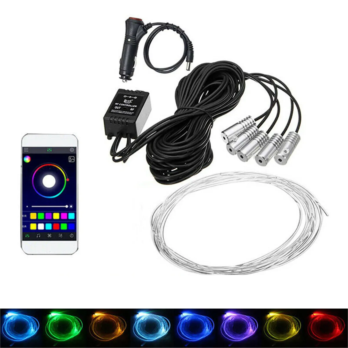 

6M Car LED RGB Strip Light Kit 360 Degree Adjusting USB Flexible Auto Interior Atmosphere Lamp Support bluetooth APP Control