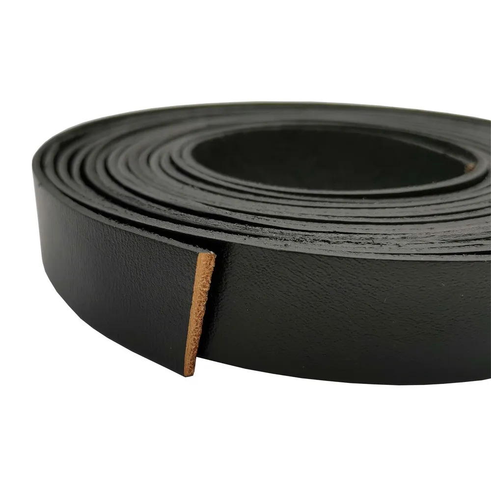 

1 Yard 20x2mm Black Flat Leather Strip 20mm Wide Genuine Cow Hide Leather Band