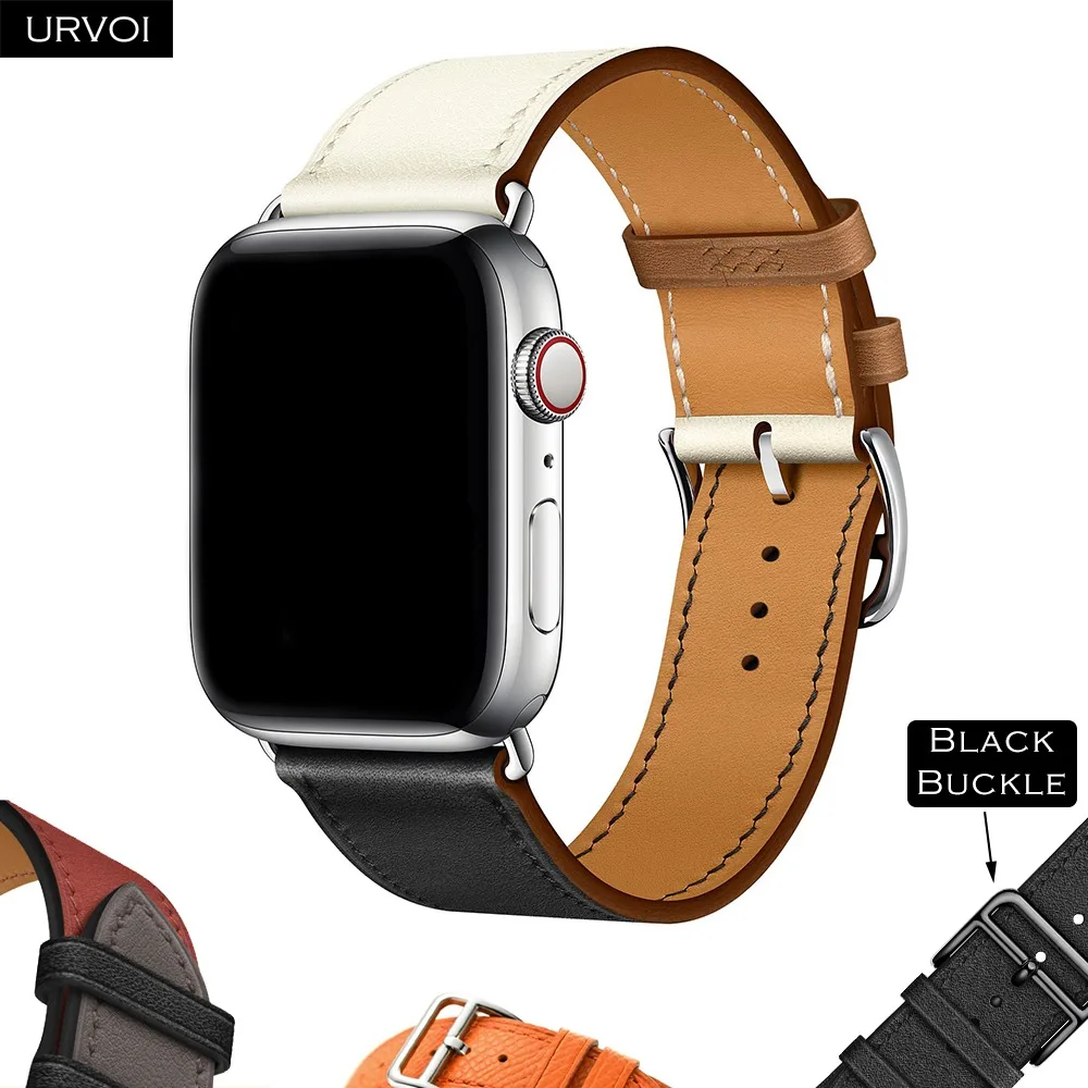 Ремешок URVOI для apple watch series 6 5 4 3 2 SE кожаный браслет Swift iWatch классический ручной