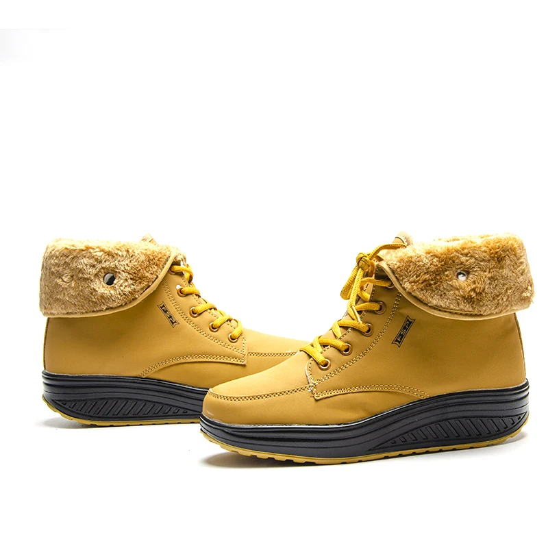 Женские ботинки на шнурках Fujin зимние высокие из искусственной кожи с мягкой