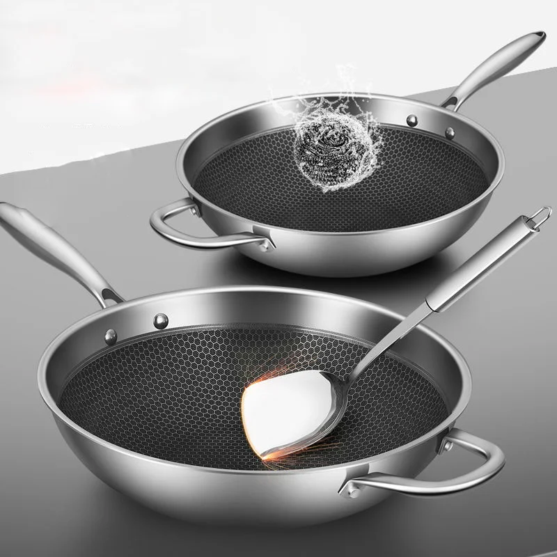 Кастрюля из нержавеющей стали с антипригарным покрытием без масляного дыма