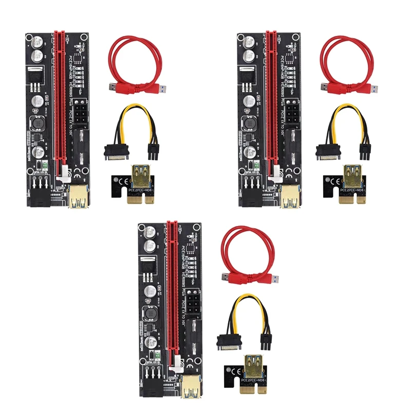 

PCIE Riser 1X to 16X Graphics Extension Card for GPU Mining Powered Riser Adapter Card VER009S 60cm USB 3.0 Cable