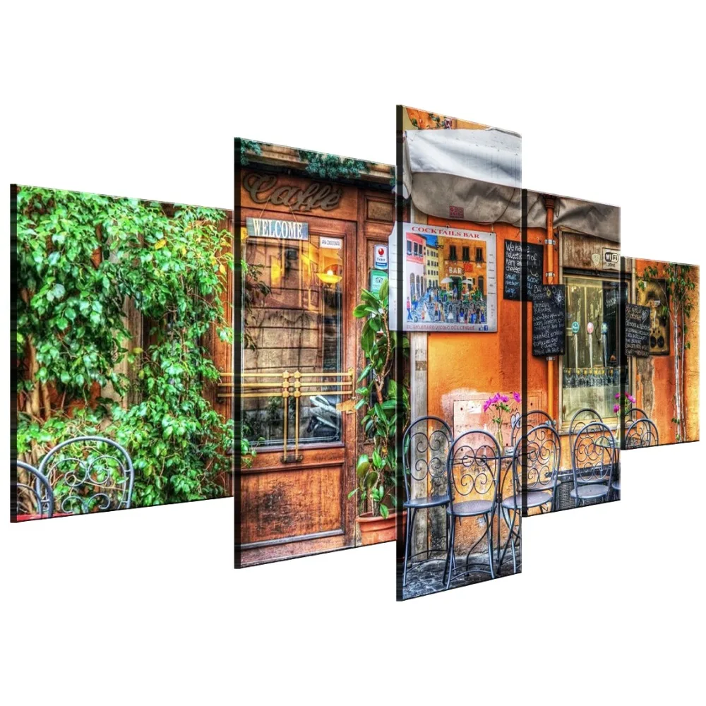 

Framed 5 Piece Canvas Art Vintage Bar Poster Cuadros Decoracion Paintings on Canvas Wall Art for Home Decorations Wall Decor