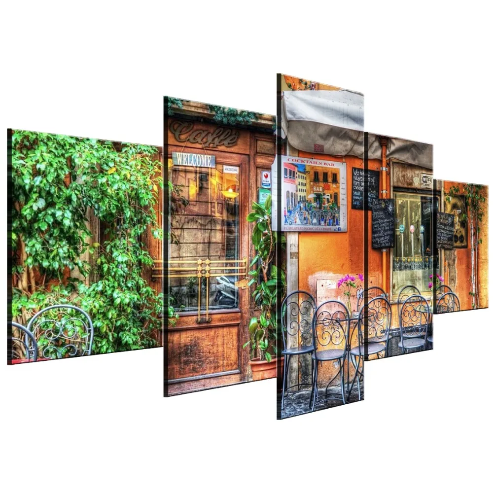 В рамке 5 шт. Холст Искусство винтажный Бар плакат Куадрос Decoracion картины на холсте