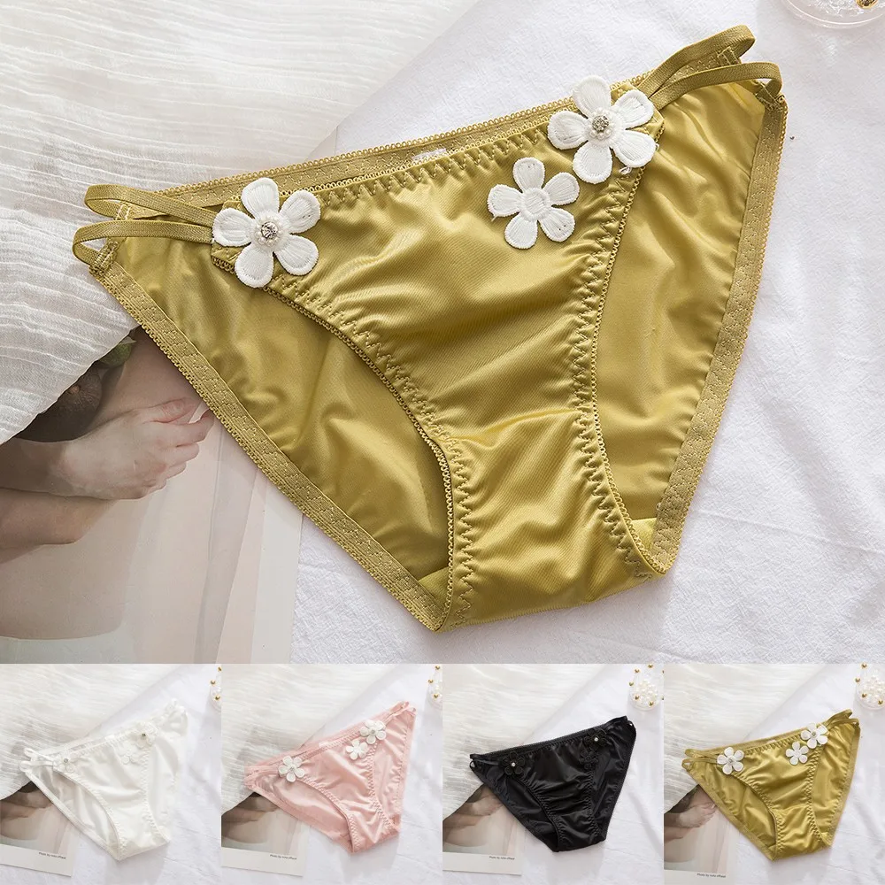 

Sexy Women Ladies Silky Satin Briefs Panties Knickers Lingerie Underwear Fashion Silky Satin Briefs Flowers Sexy Cute Girls 2021