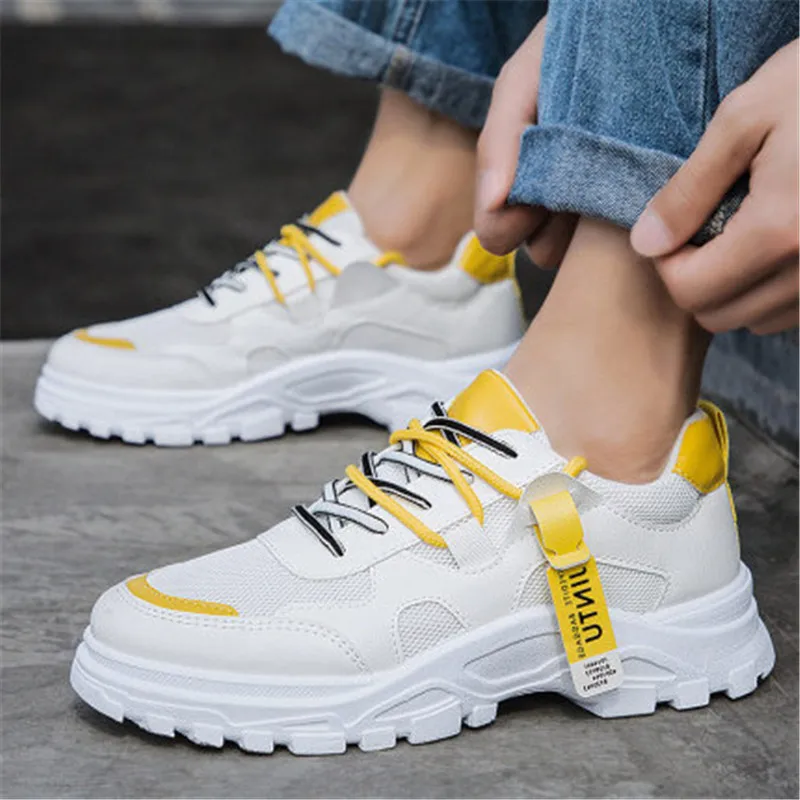 Мужские дышащие кроссовки на шнуровке Белые Повседневные для улицы европейские