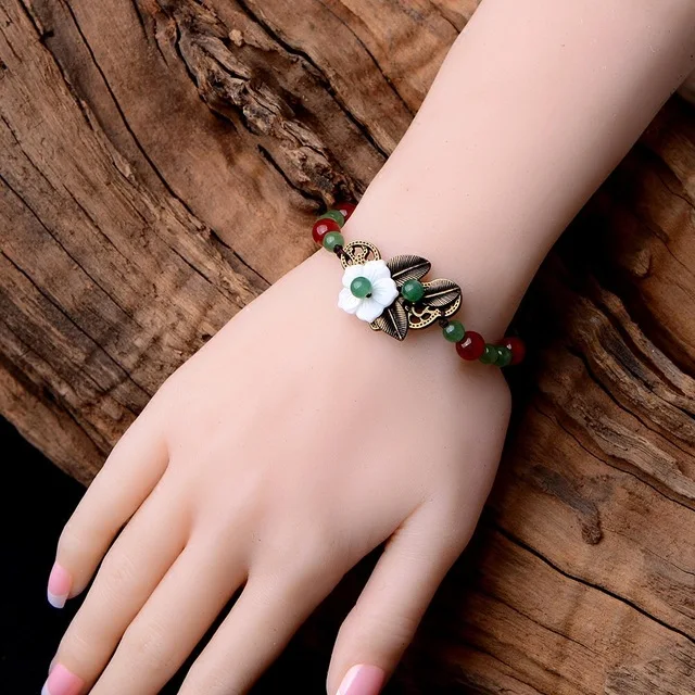 Браслет из нефритовых цветов Амулет халцедона и агата модный натуральный