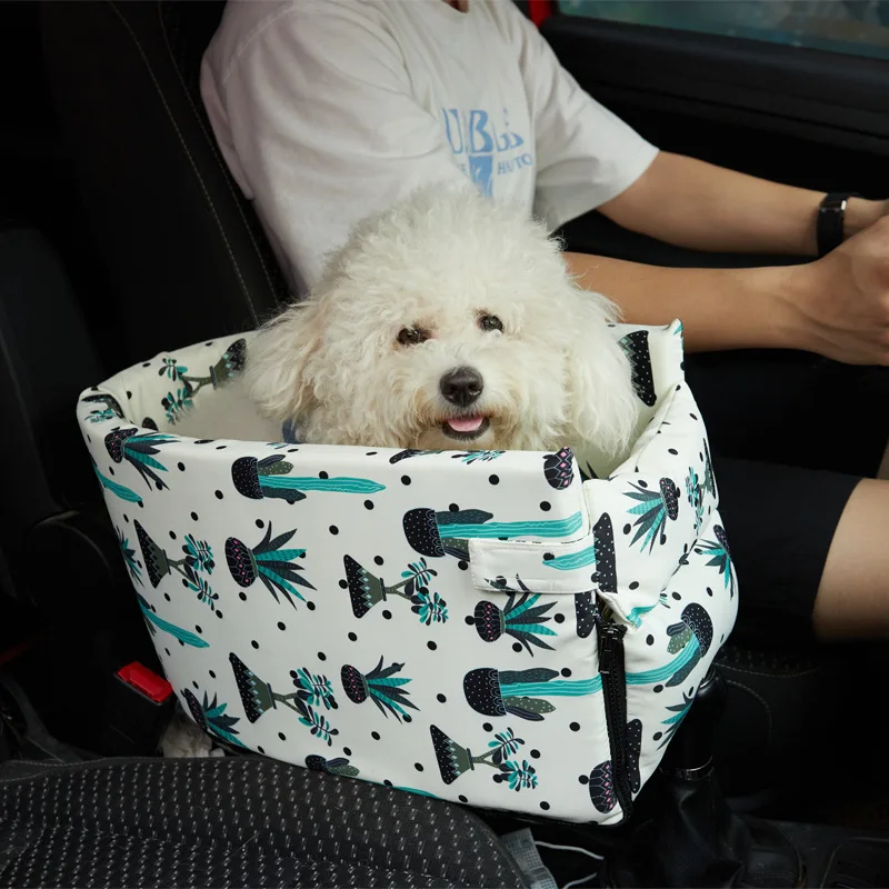 

Portable Pet Dog Car Seat Central Control Nonslip Dog Carriers Safe Car Armrest Box Booster Kennel Bed For Dog Cat Travel Cave