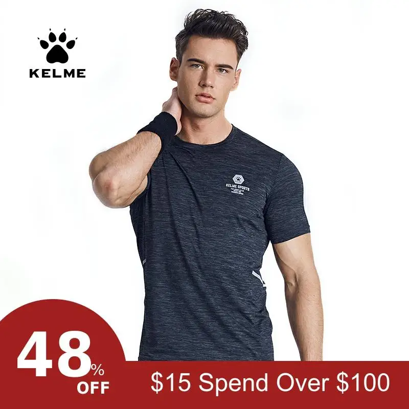 KELME Мужская и женская спортивная тренировочная футболка для бега дышащая быстросохнущая летняя футболка с коротким рукавом 3891541