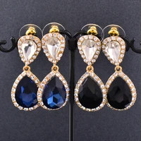 leeker retro blue teardrop stone earring for women gold color drop earings fashion jewelry wedding accessories 006 lk2
