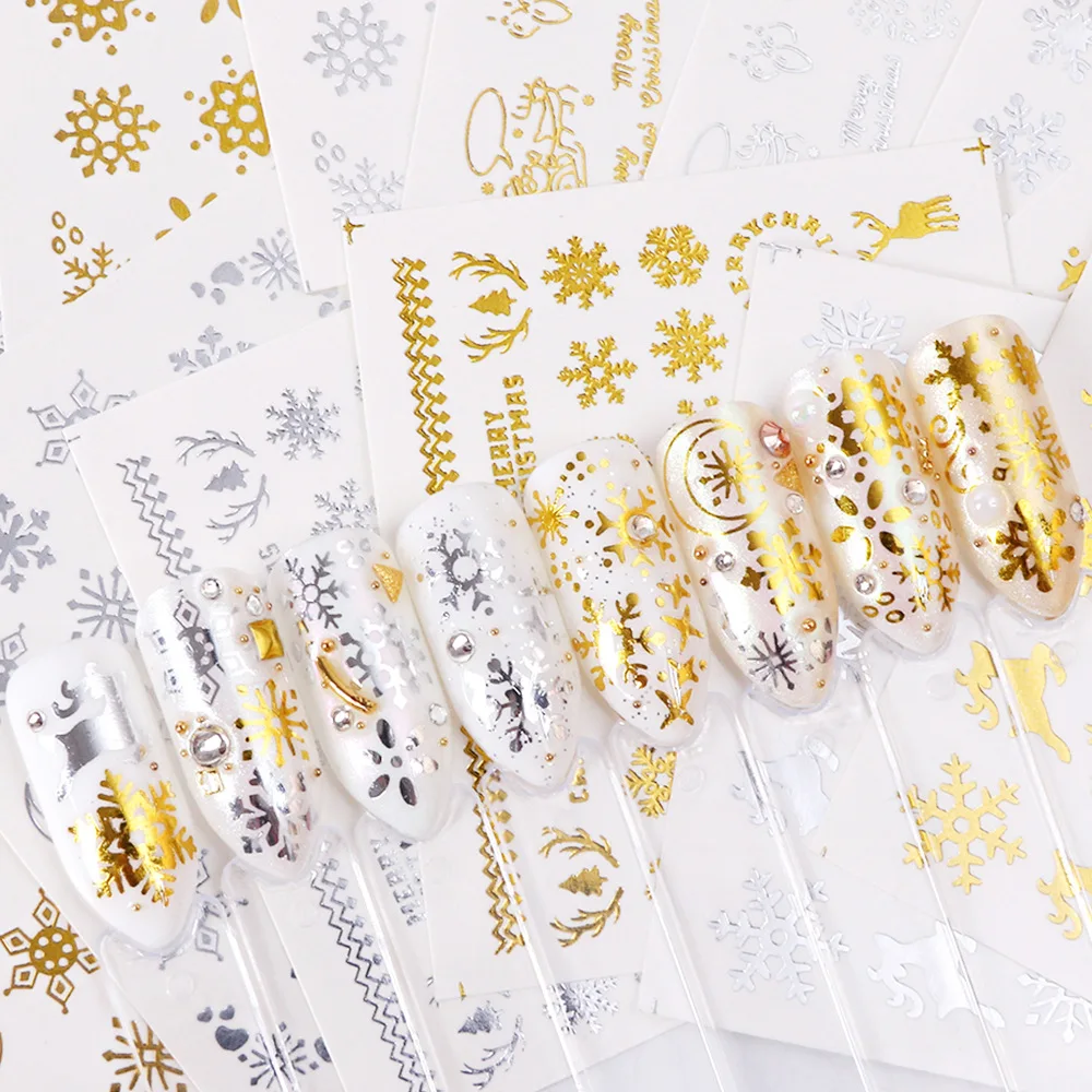 

16 Pcs Water Nail Decal and Sticker snowflakes and Christmas signs DIY Slider for Manicure Nail Art Watermark Manicure Decor