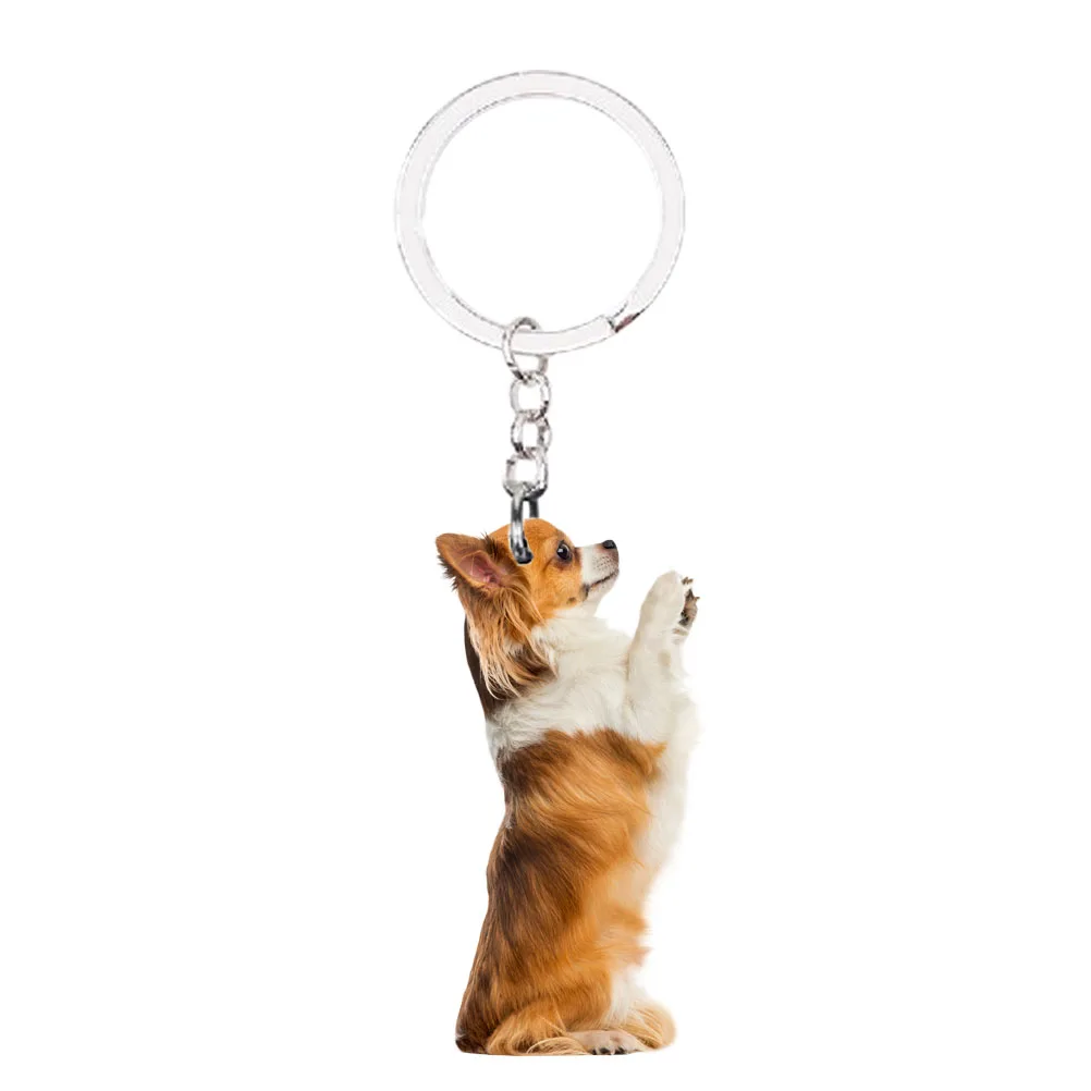 

Chihuahua Animal Keychain pet NOT 3D kawaii Dog charms cute llaveros for lady xmas best friends Gifts idea plat acrylic Jewelry