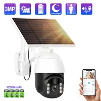 techage 3mp wifi ptz ip camera rechargeable battery camera with solar panel two way audio smart ai color night outdoor camera