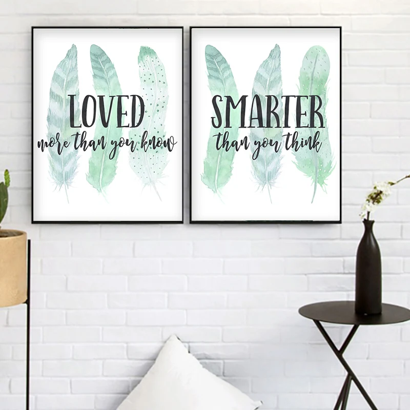 Нордическая детская комната с пером минималистичный мультяшный плакат печатные