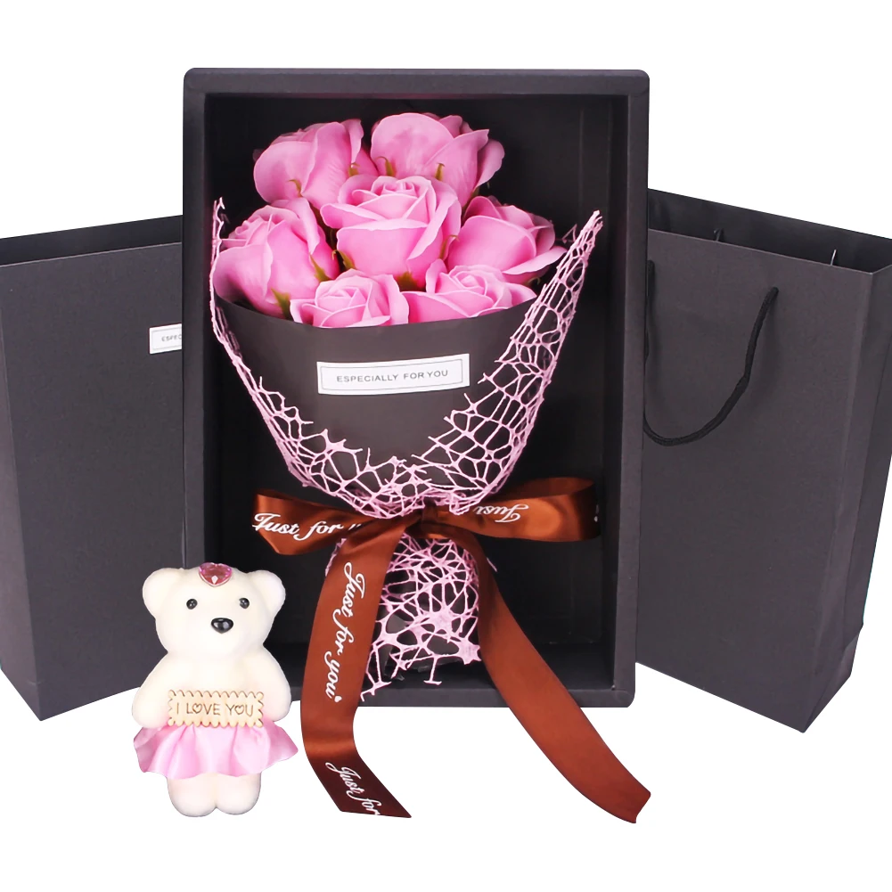 

Simulation 7 Rose Soap Flower Gift Box Small Bouquet Gift Christmas Valentine Day Gift
