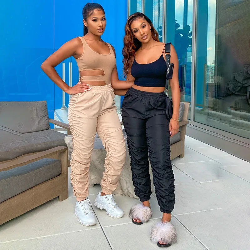 

Joggers Women Sweatpants New Spring Summer Jogging Pants Y2K Mall Goth Pleated Pantalon Elasitc Waist Bottoms Casual Streetwear