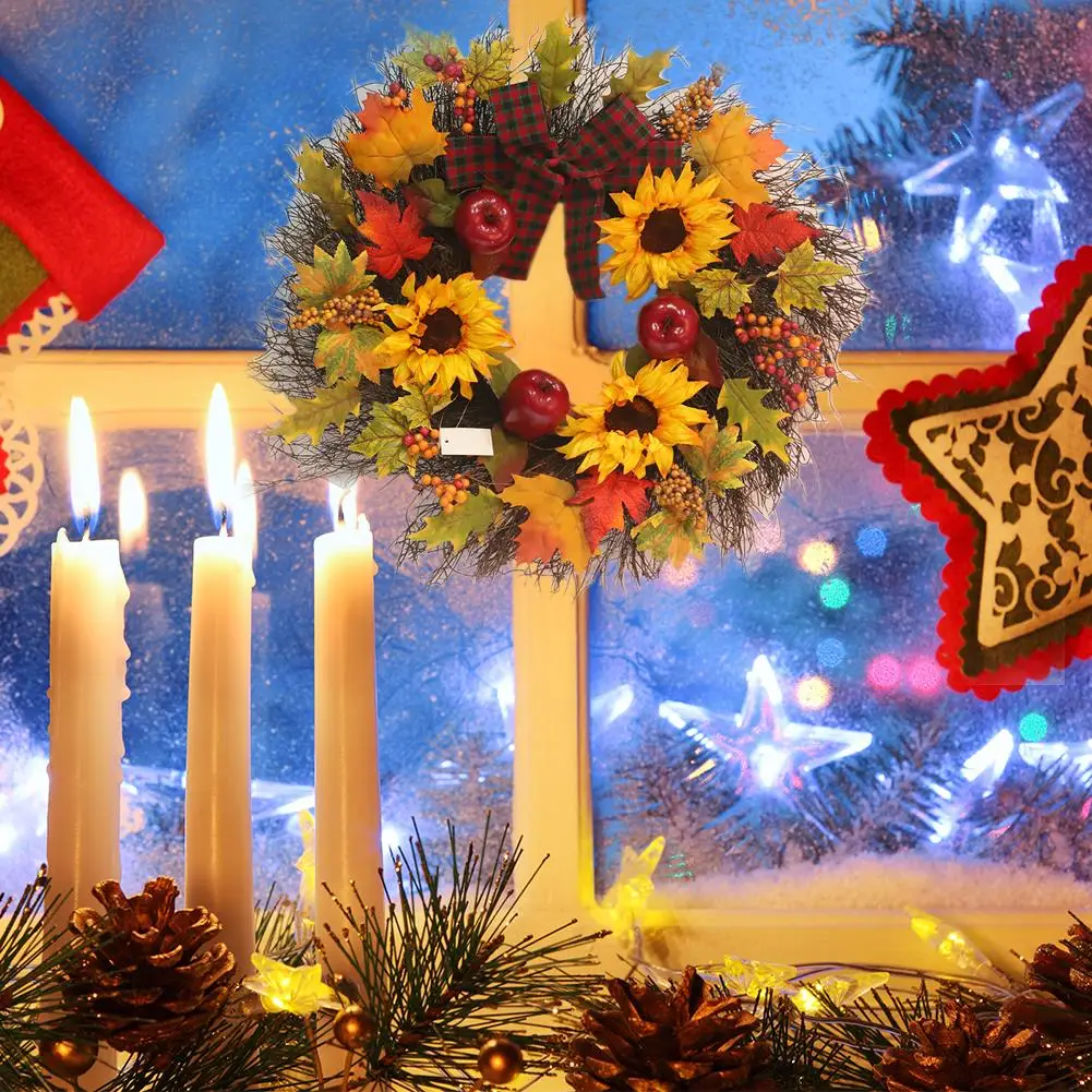 Подсолнух кленовый лист бант Рождественский венок окна дома торговый центр