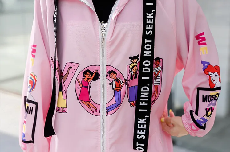 Розовый Тренч для девочек с героями мультфильмов свободная одежда капюшоном