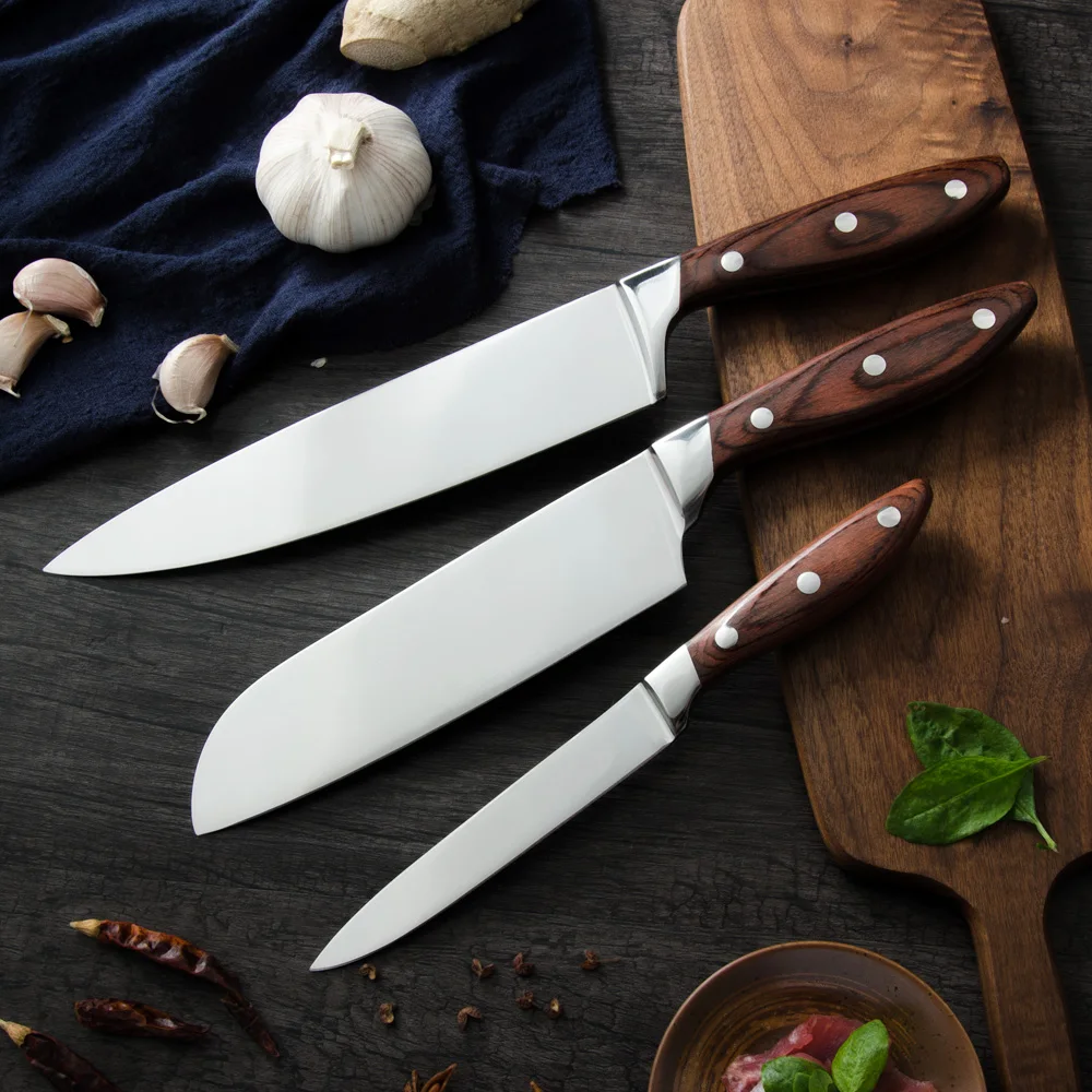 7Cr17mov кухонный нож из нержавеющей стали для шеф-повара Santoku набор кухонных ножей с