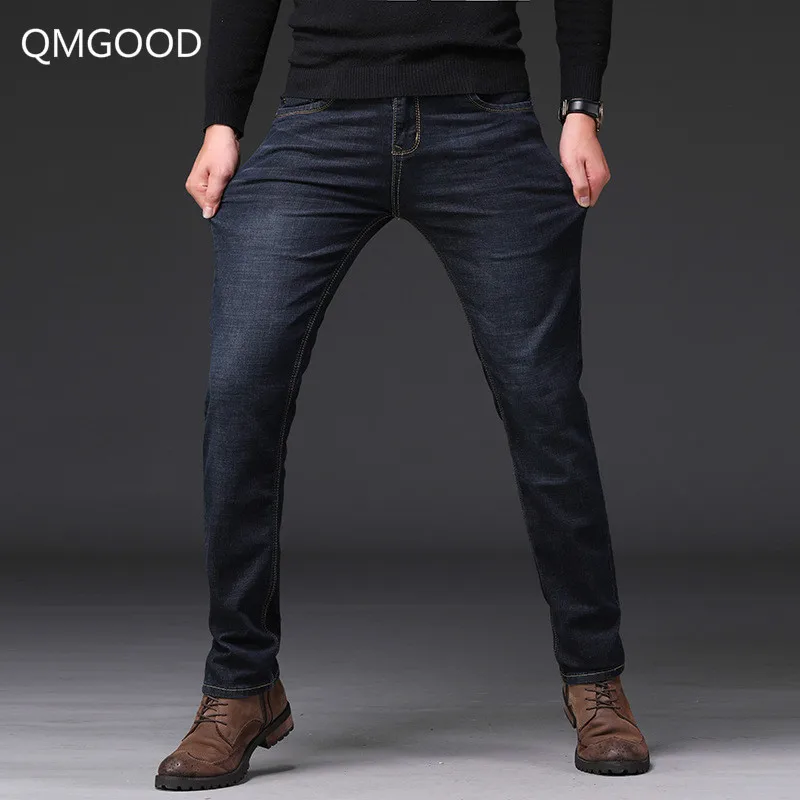QMGOOD 2019 новые Брендовые мужские джинсы деловые повседневные Стрейчевые джинсовые
