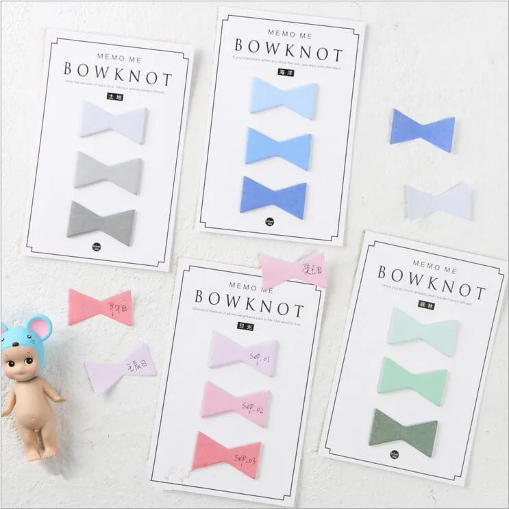 

20packs/lot Bowknot index sticky note message Sticky notepad note Cute Office Supplies Bookmark Paper wholesale