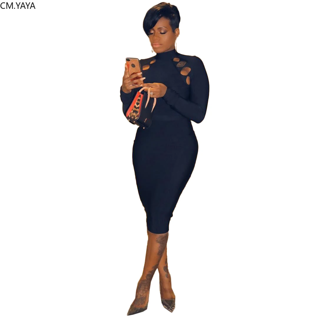 Женское осенне зимнее мини платье с высоким воротником и длинным рукавом