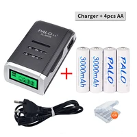 palo 3000mah aa rechargeable batteries ni mh 1 2v aa battery rechargeable battery with lcd display smart battery charger