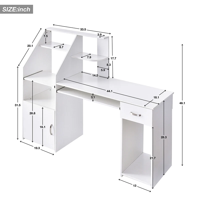 

Computer Desk With CPU Stand Laptop Desk With Shelves Drawers Home Office Gaming Table Workstation Study Writing Desk