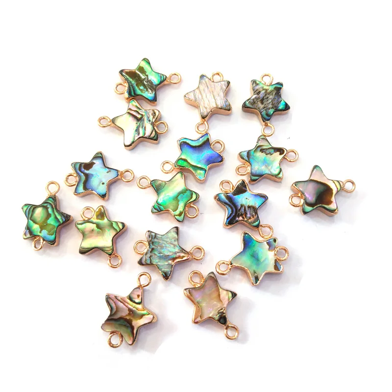 

New 3pc Natural Pentagram Star Abalone Shell Pendant Connector Charm Pendant for DIY Jewelry Making Size 13x18mm