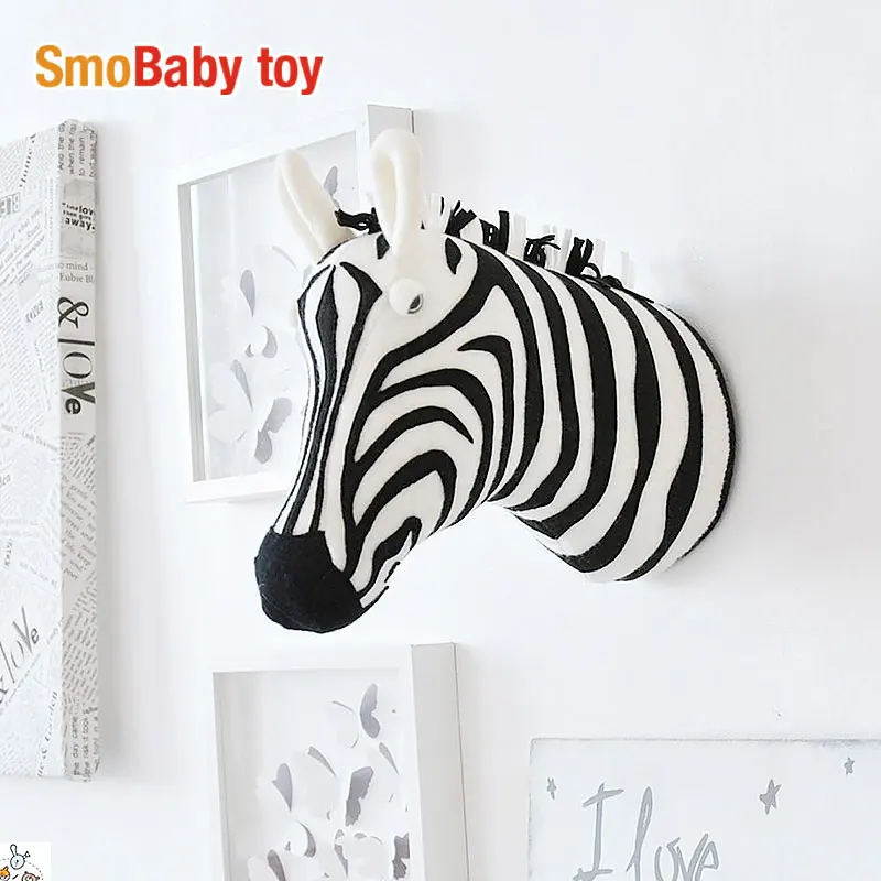 

3D Bright Colors Wall Mount Zebra/Elephant/Giraffe Animal Stuffed Toys Children Kids Room Wall Hanging Decoration Birthday Gift