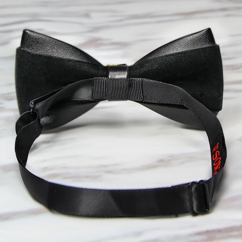 

2019 New Fashion Men's Bow Ties for Wedding Double Fabric PU Leather Diamond Bowtie Club Banquet Butterfly Tie with Gift Box
