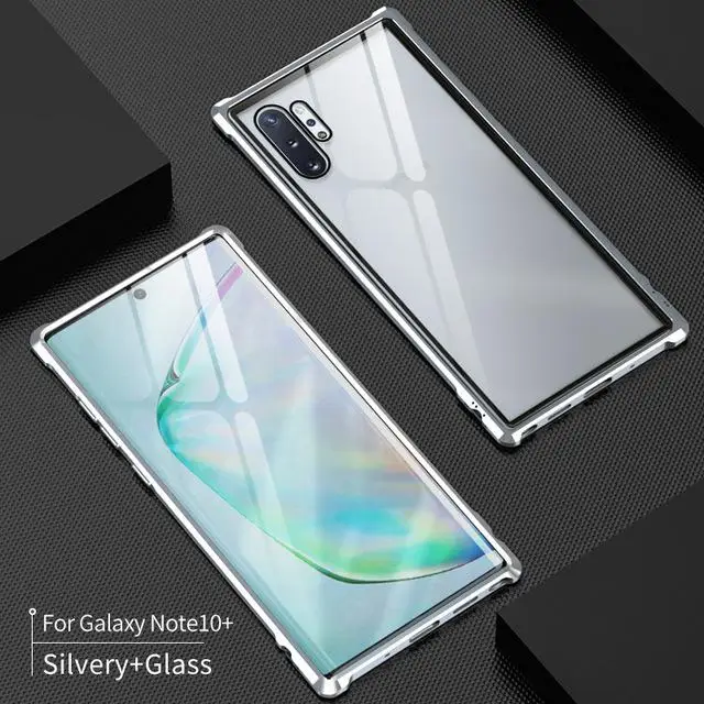 Роскошный чехол для samsung Galaxy Note 10 Plus 5g, чехол из закаленного стекла для samsung Note10+ чехол, ударопрочный чехол - Цвет: Серебристый