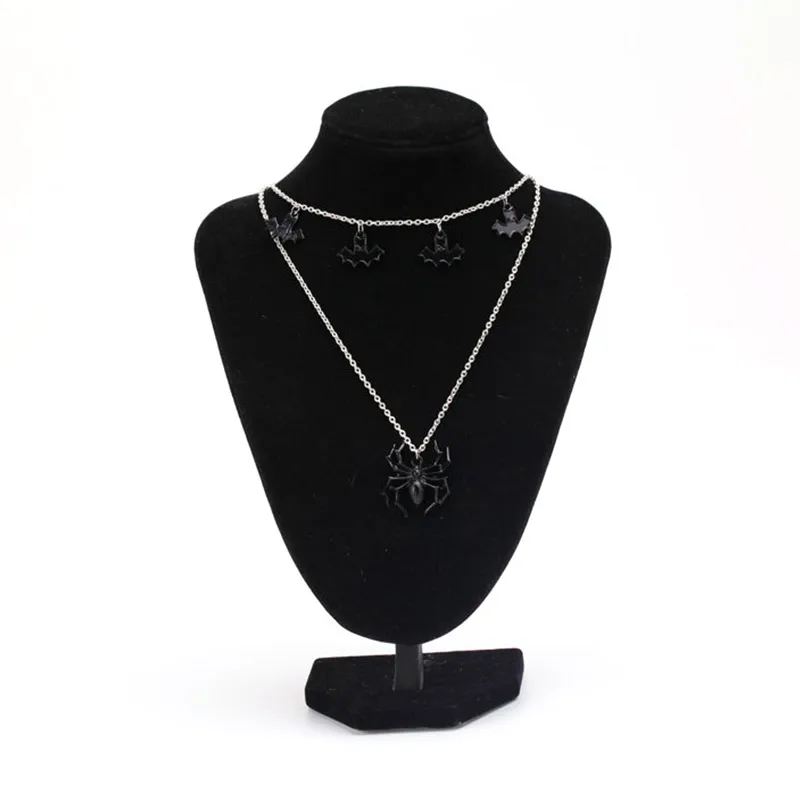 Ожерелье на Хэллоуин жуткая черная подвеска в виде летучей мыши ожерелья для