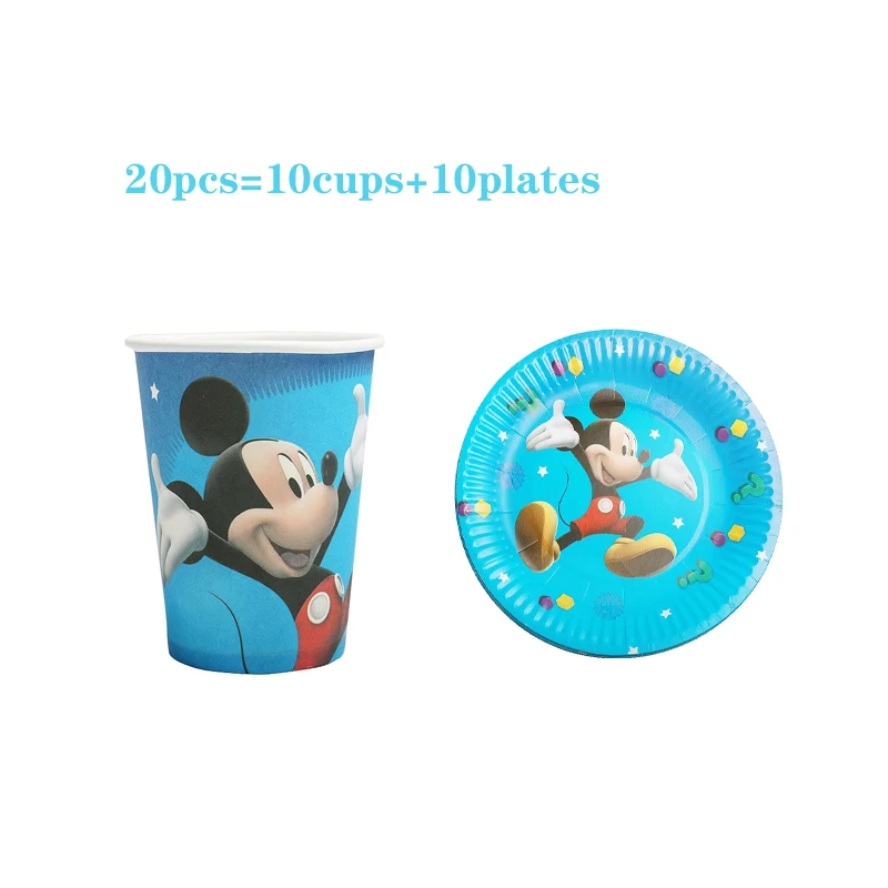 

Blue Mickey Mouse Party Supplies Disposable Tableware Set Napkins+Cups+Straws+Plates Birthday Party Decor Boy Kids Gift