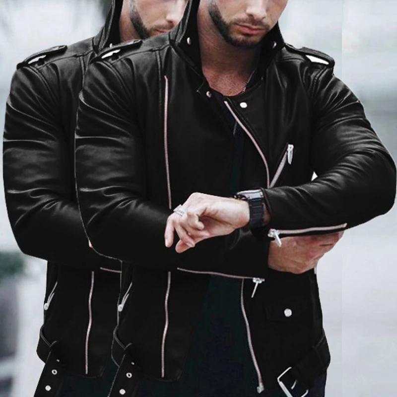 Мужские куртки модное повседневное короткое пальто с отворотом длинным рукавом