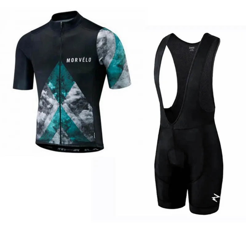 

Summer Morvelo Men Cycling Jersey short sleeve cycling shirt Bike bib shorts sets breathable road bicycle Clothing 121521