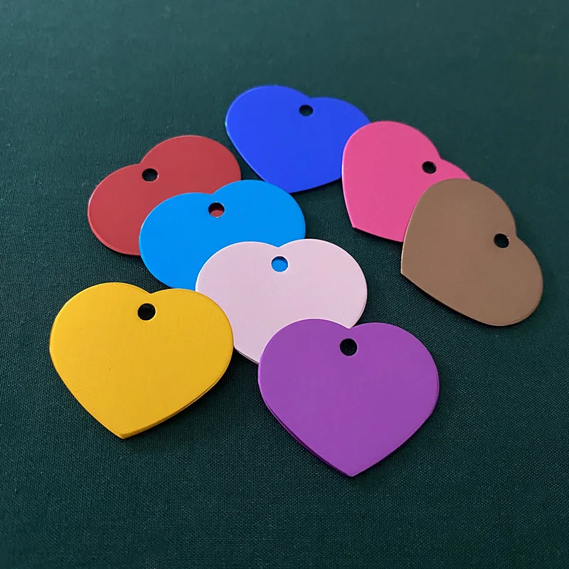 Бирки для питомцев 1000 шт./лот из алюминиевого сплава в форме сердца разные цвета |